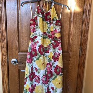 Ann Taylor loft Floral halter dress, with lining.